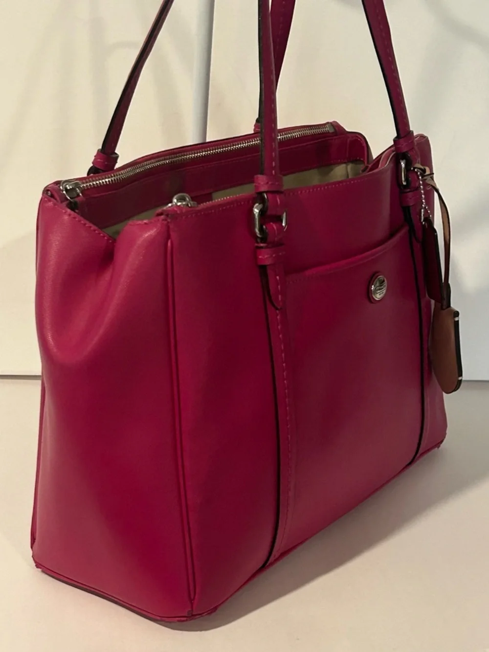 Coach Legacy Pink Leather Satchel Shoulder Tote Structured Carryall Bag